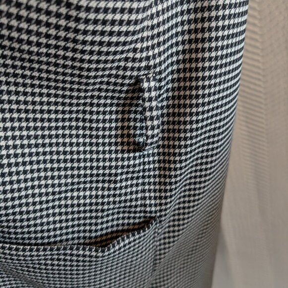 Zara Long Houndstooth Vest Pockets Belt Loops Size Large - Picture 9 of 11